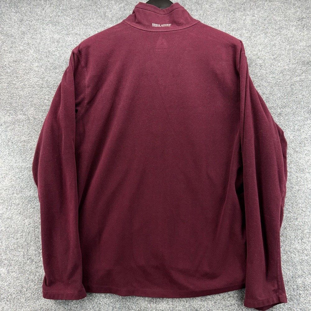 Eddie Bauer First Ascent Mens L Pullover Fleece Jacket Burgundy Quarter Zip - Picture 4 of 8